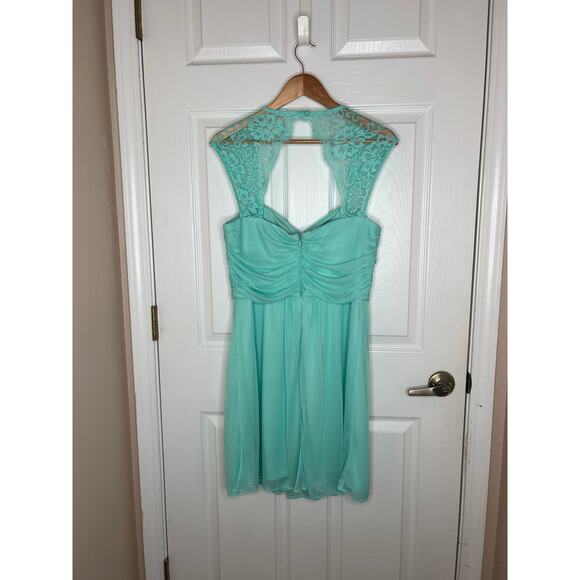 Scarlett Women's Mint Dress Lace Detail Sleeves Pleated Bridesmaid Size 16 - Picture 8 of 15